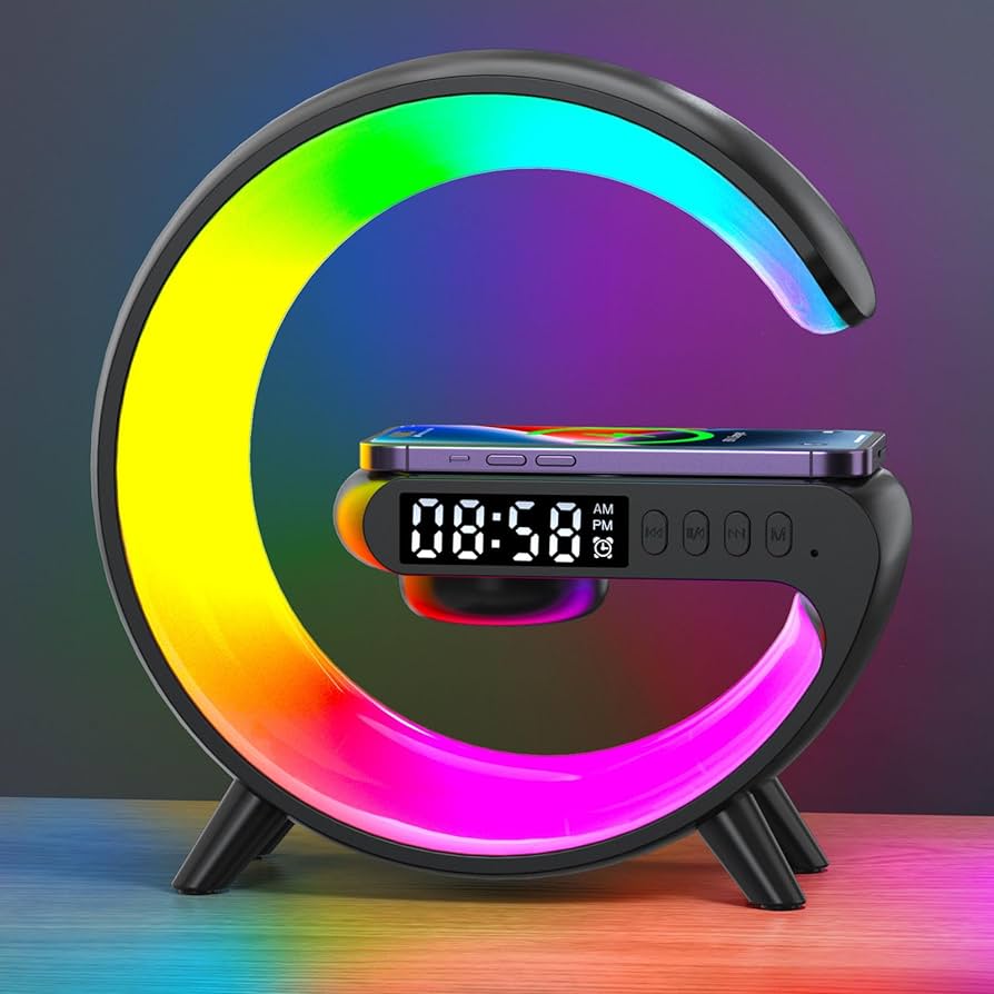 Smart Table Lamp with Wireless Charger Night Light Lamp Alarm Clock G63