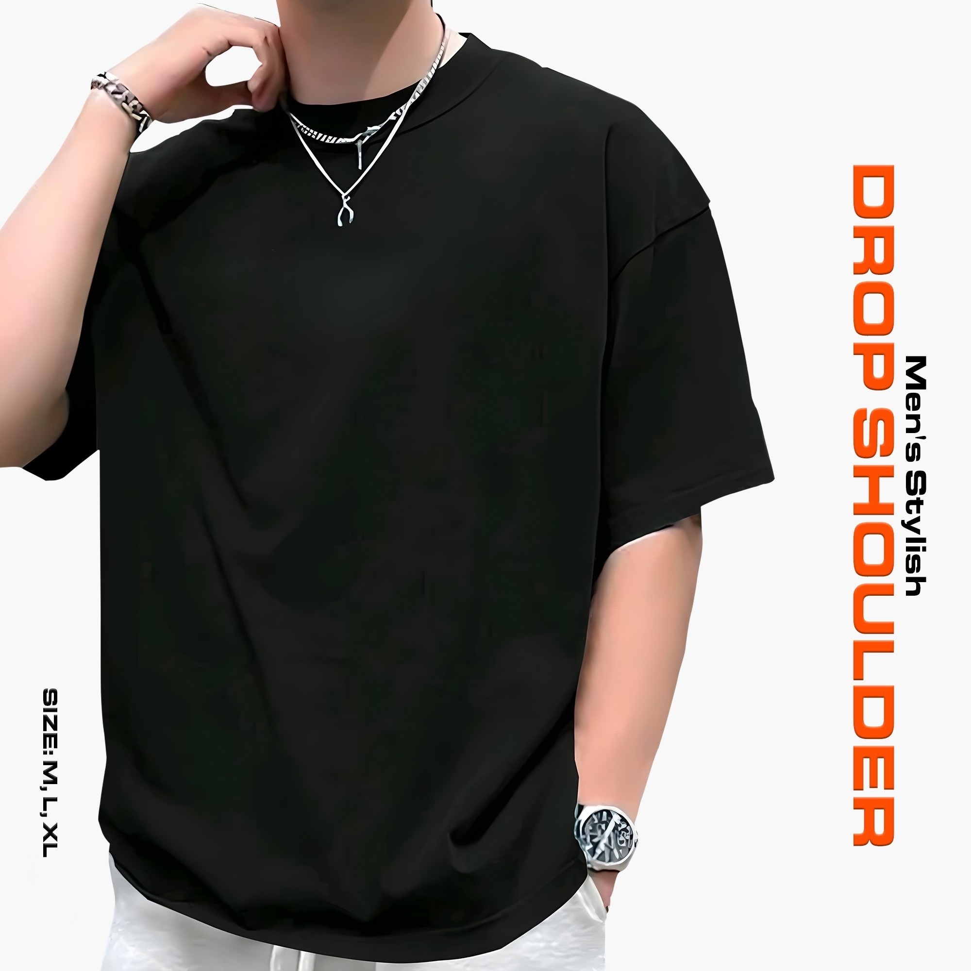 Men’s Stylish Drop Shoulder-Black