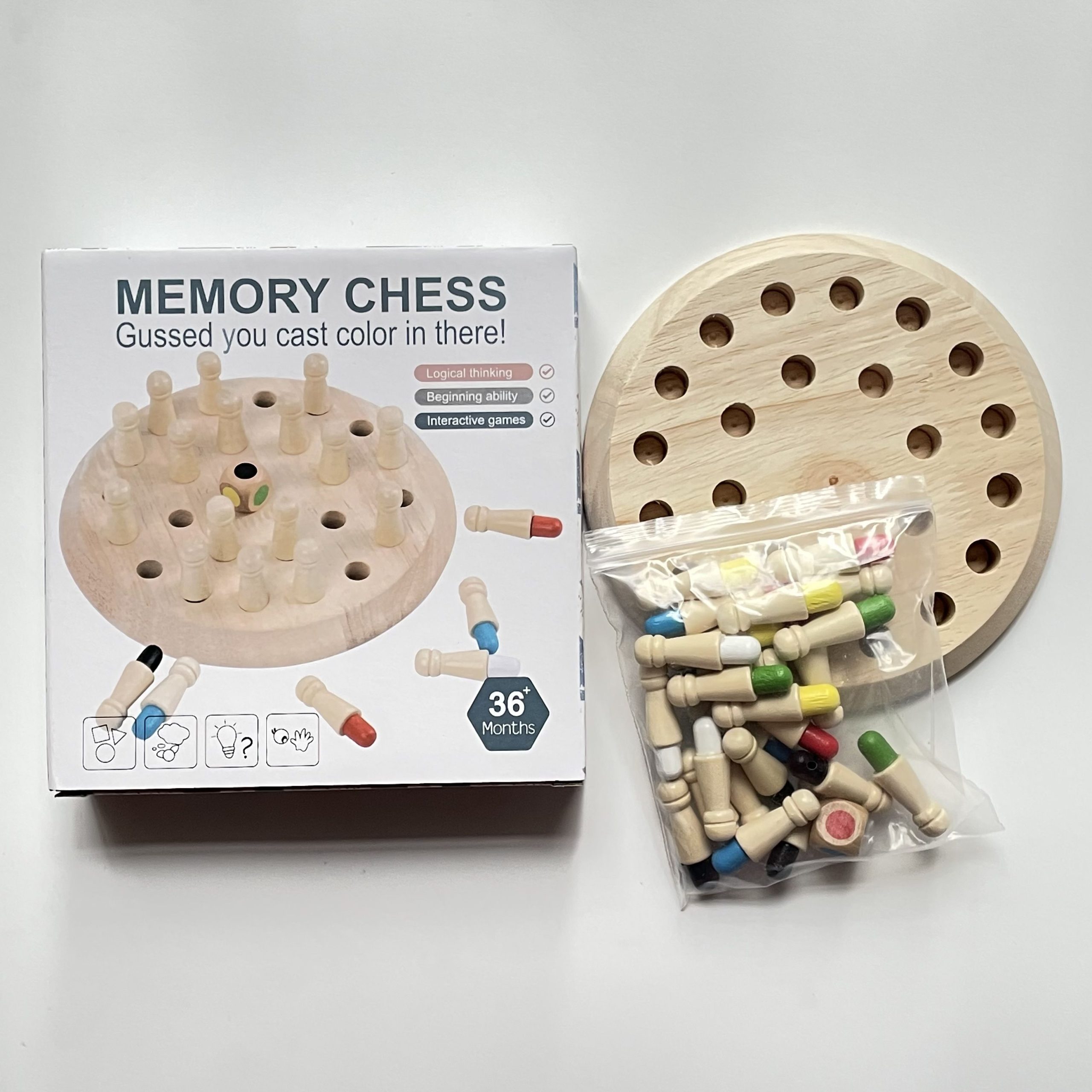 Wooden Tabletop Color Memory Chess Game || CHILDREN’S Early Educational Toys