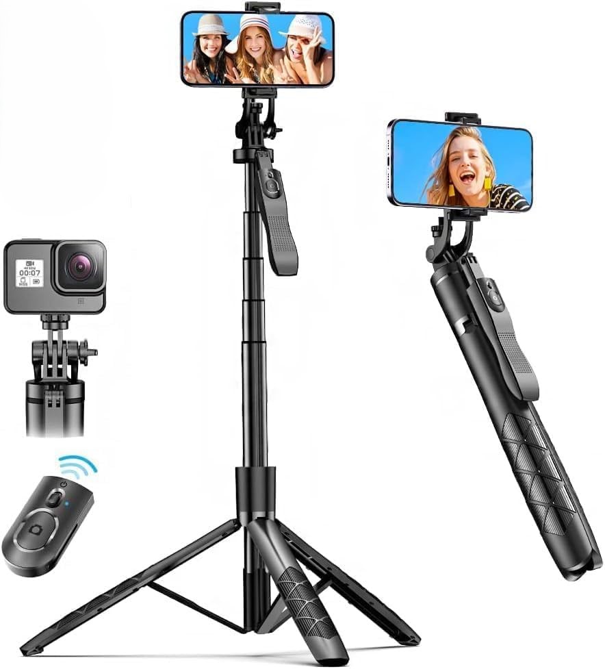 K-28 Long Video Stand Cum Selfie Stick Tripod with Remote – 360° Rotation Phone Stand with Wireless Remote Control,  with light