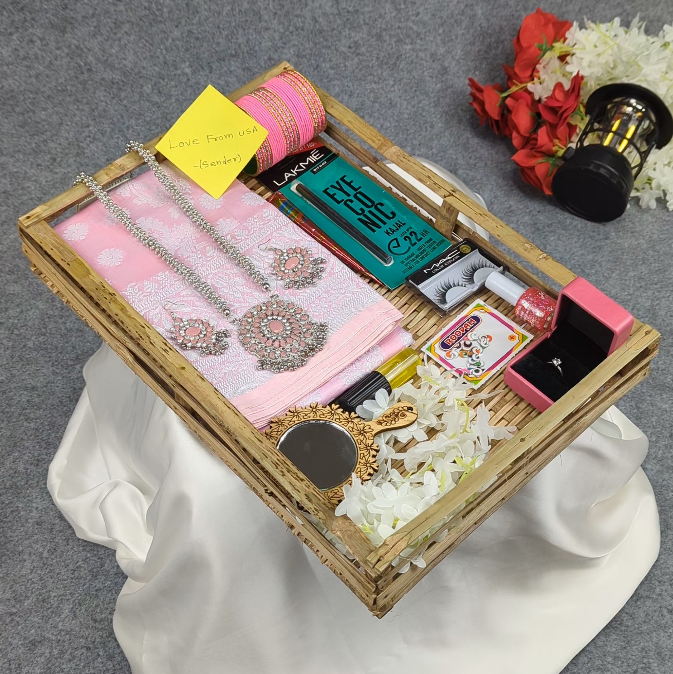 Premium Silk Katan Saree Combo Set – Light Pink