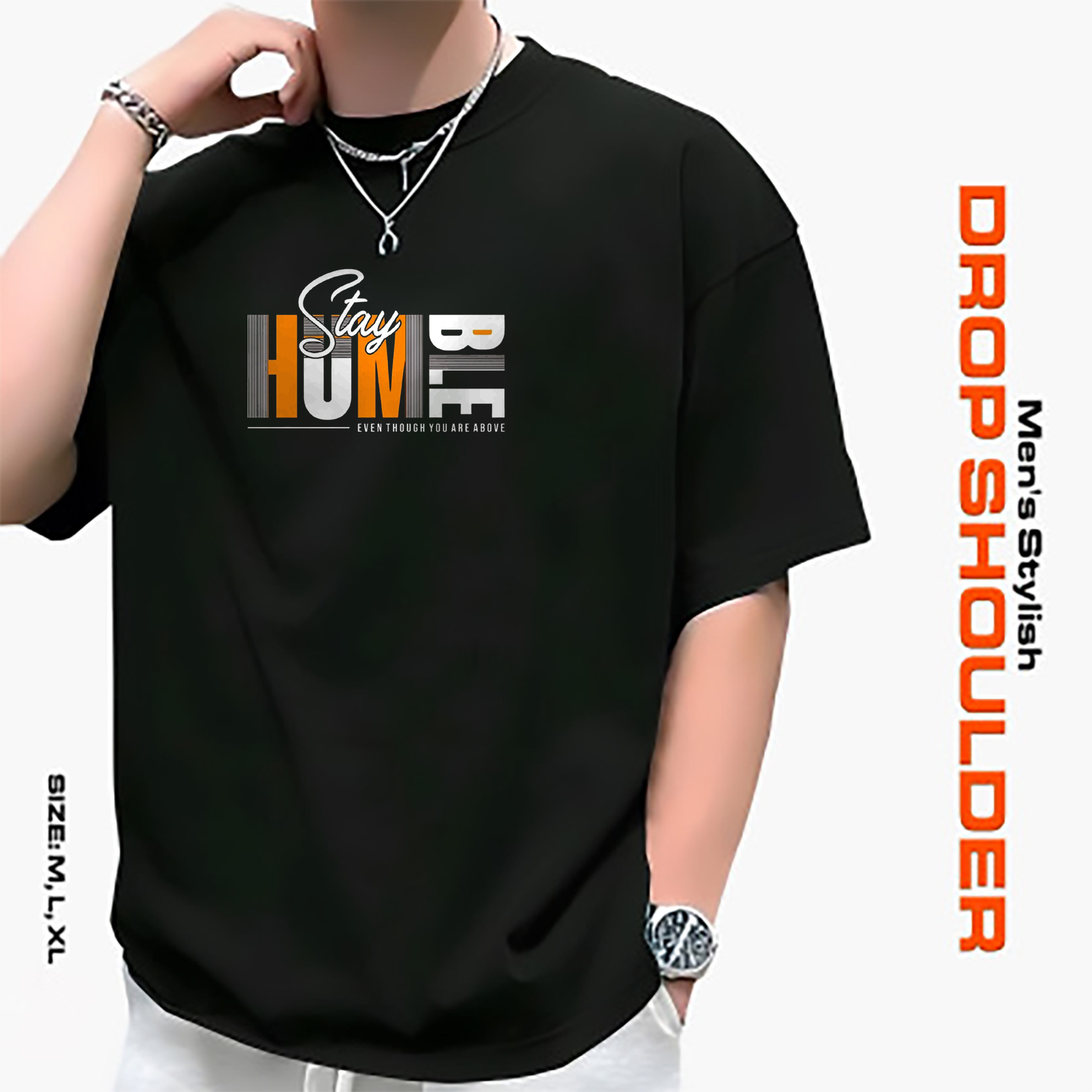 Men’s Stylish Drop Shoulder- Black