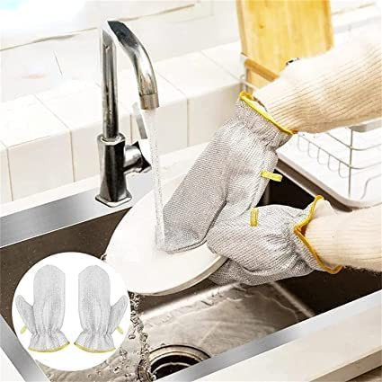 Silicon Dish Washing Kitchen Hand Gloves 1 Pair