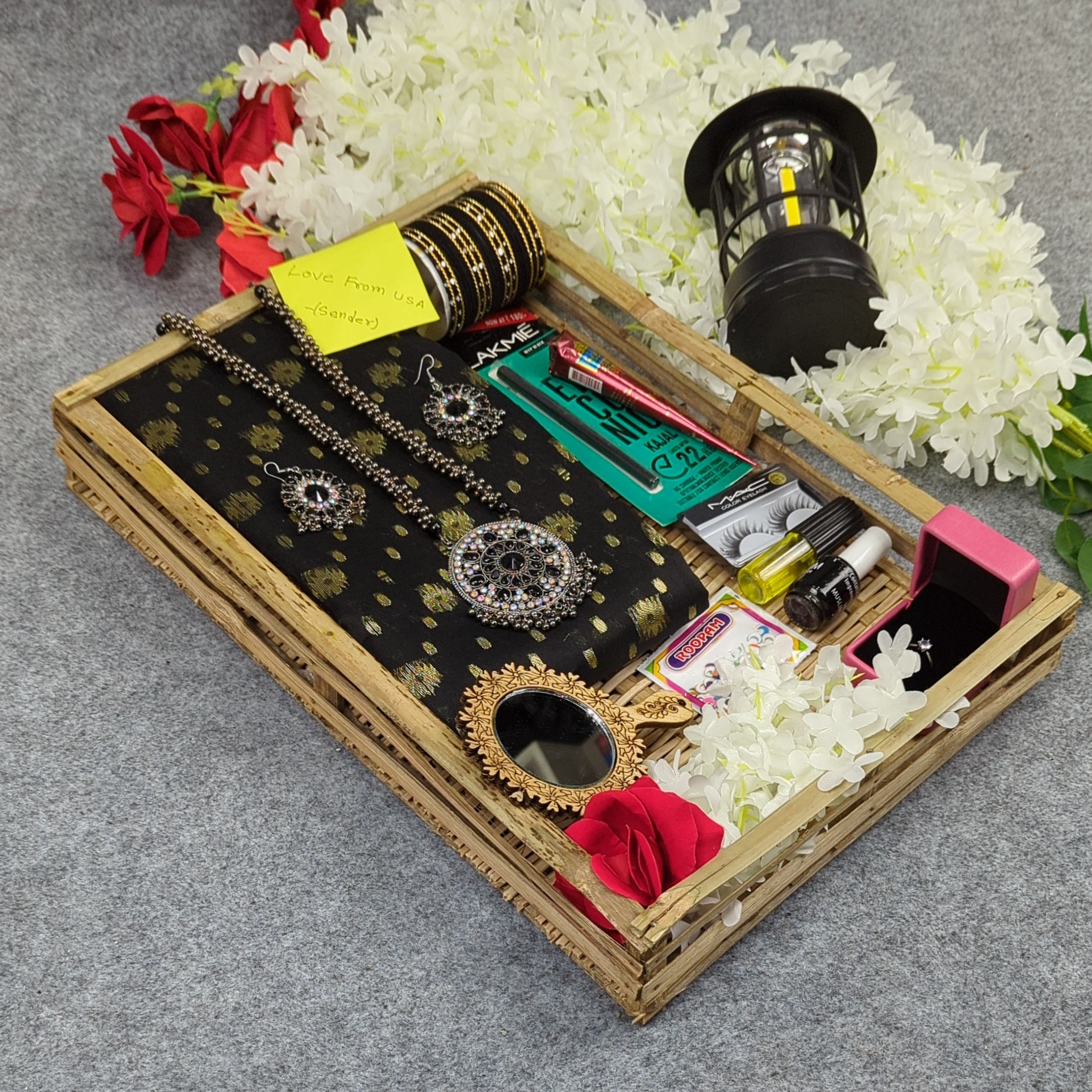 Premium Half Silk Jamdani Saree Combo Set – Black